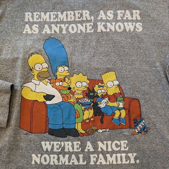 Simpsons VINTAGE long sleeve print shirt gray with funny wording Size Large - Picture 4 of 10